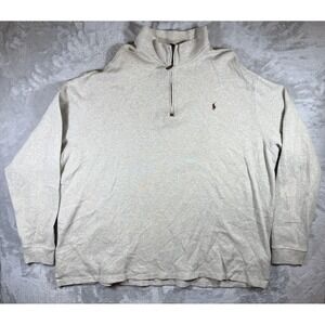 Polo Ralph Lauren Sweater Mens 4XLT Beige Quarter Zip Mock Neck Big Tall